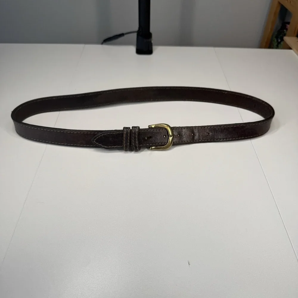 Vintage Made in USA Brown Leather Belt 1